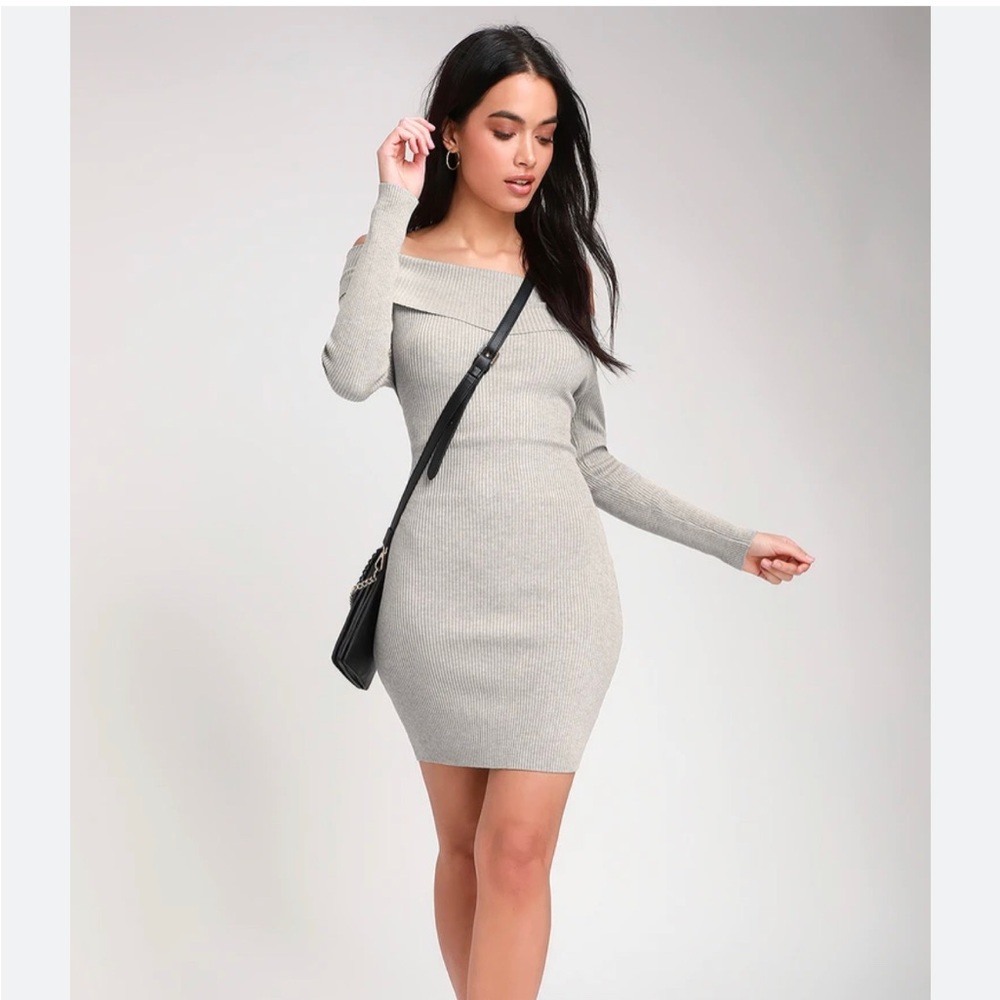 LULU’s Gray Sweater Dress